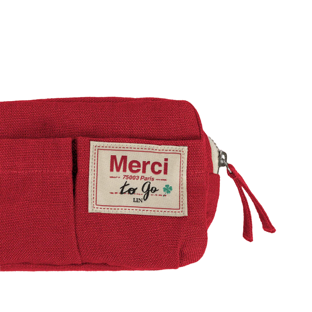 Merci - Trousse en lin lavé - Rouge Vermillon - Image 7