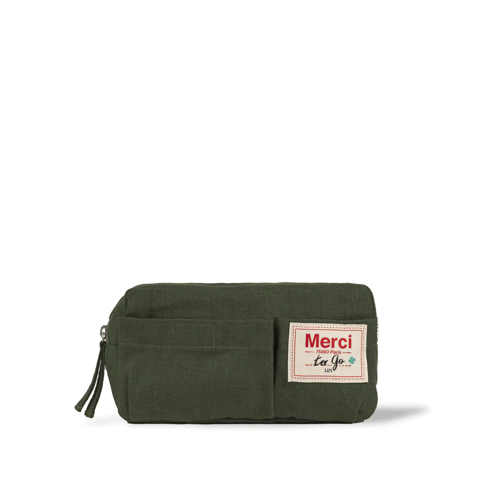 Merci - Trousse en lin lavé - Vert Oxyde - Image 5