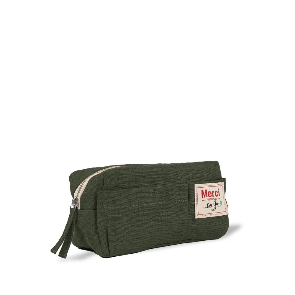 Merci - Trousse en lin lavé - Vert Oxyde - Image 6