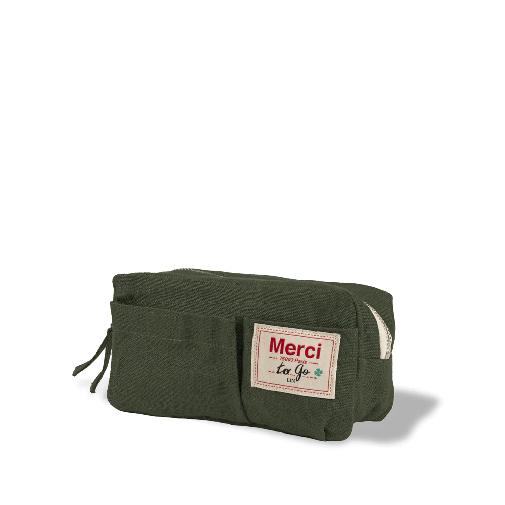 Merci - Trousse en lin lavé - Vert Oxyde - Image 7