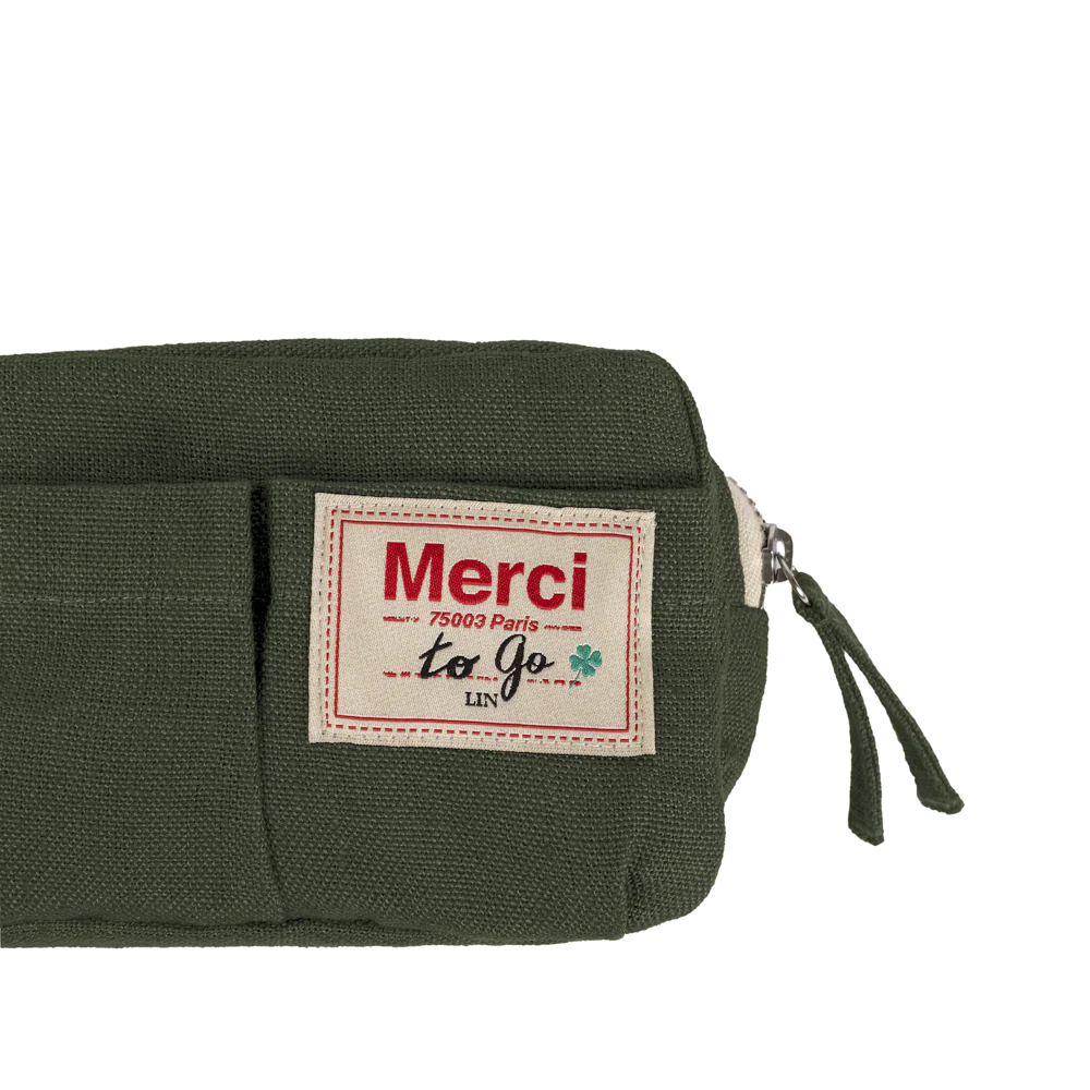 Merci - Trousse en lin lavé - Vert Oxyde - Image 8