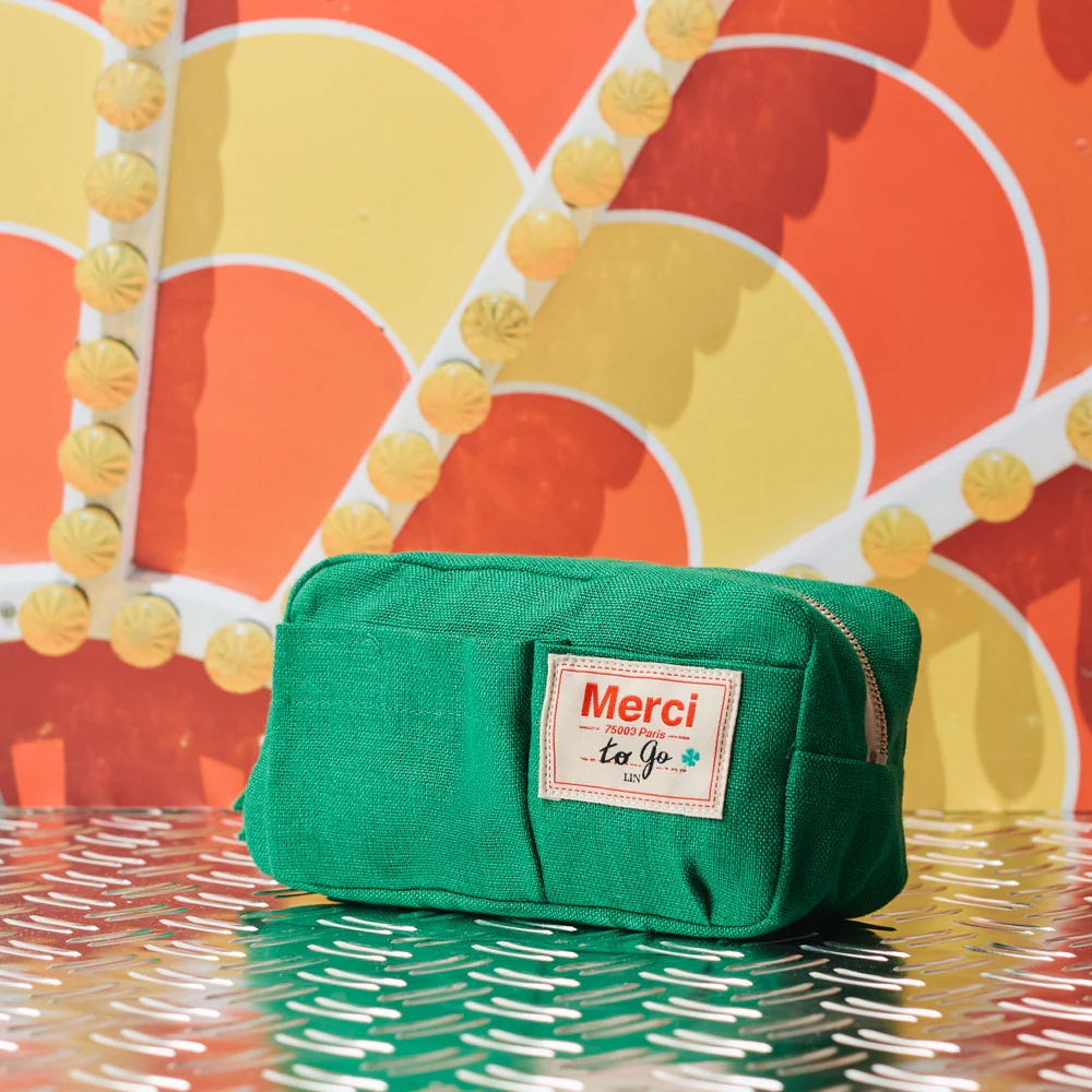 Merci - Trousse en lin lavé - Vert Potager - Image 2
