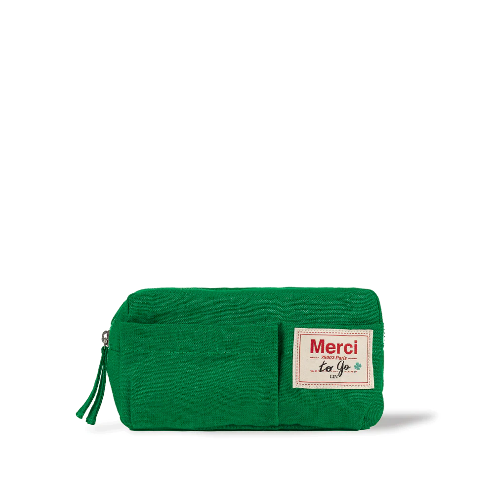 Merci - Trousse en lin lavé - Vert Potager - Image 3