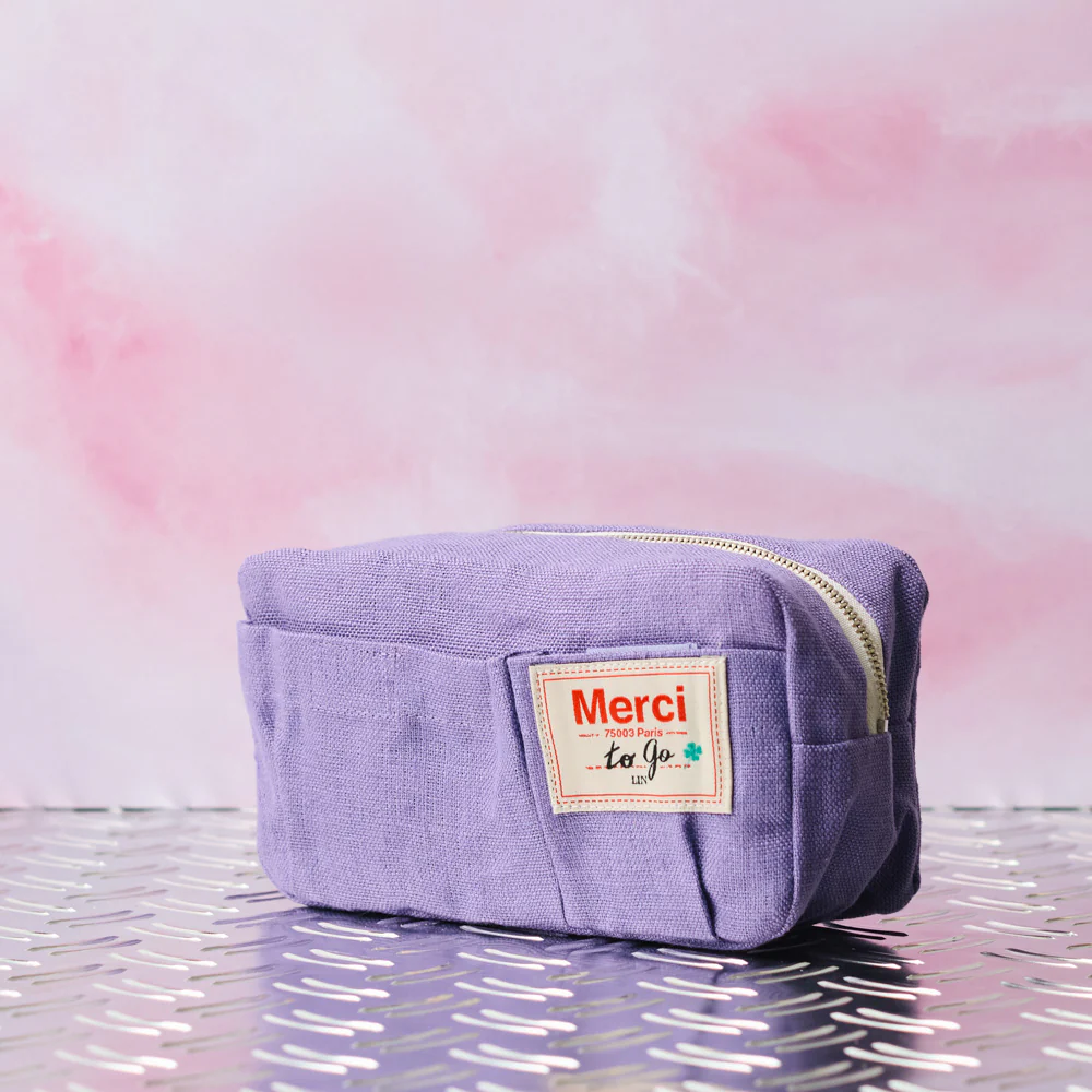 Merci - Trousse en lin lavé - Violet Orage - Image 2