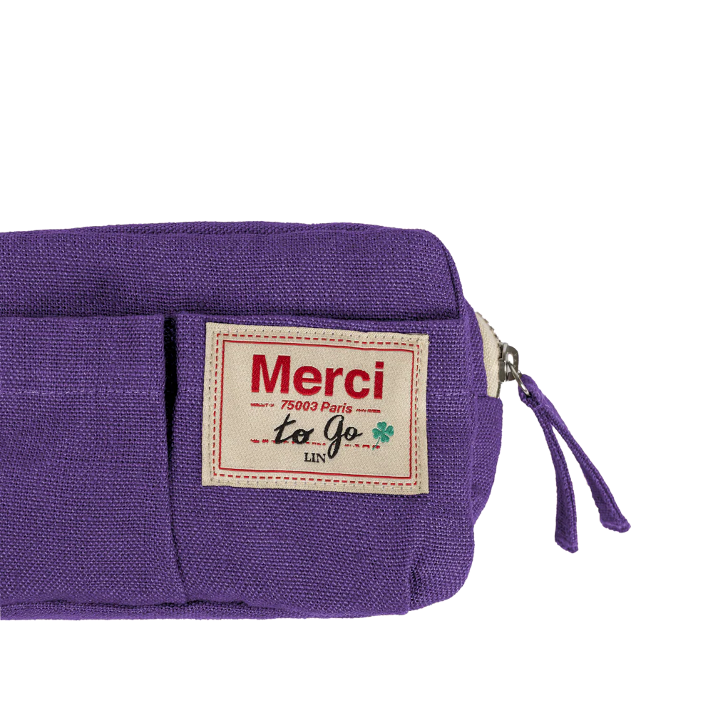 Merci - Trousse en lin lavé - Violet Orage - Image 3