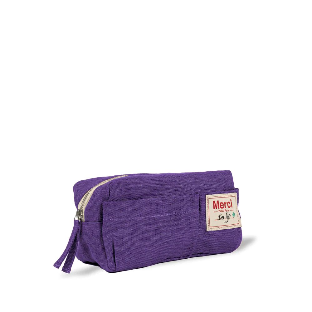 Merci - Trousse en lin lavé - Violet Orage - Image 4