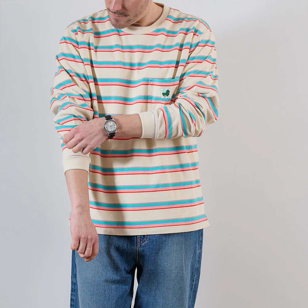 Merci - T-shirt Vadim Stripes LS - Pink - Image 3