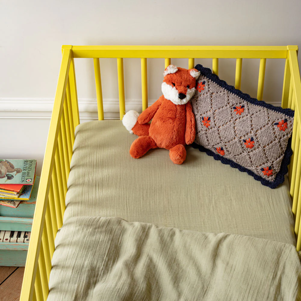 Caramel x Merci - Drap-housse en gaze de coton - Vert 77 Rue de Varenne - Image 2