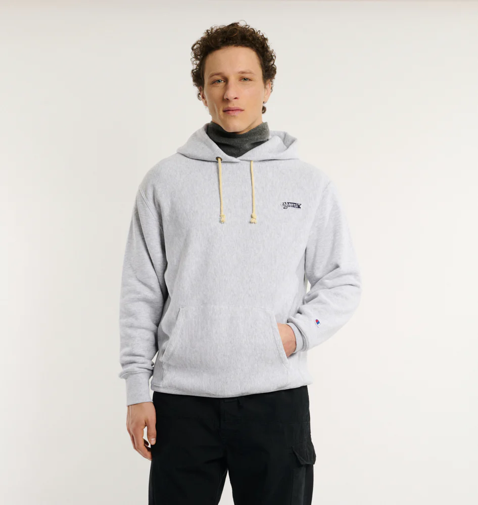Merci x Champion - Sweat à Capuche Merci Patch- Gris - Image 3