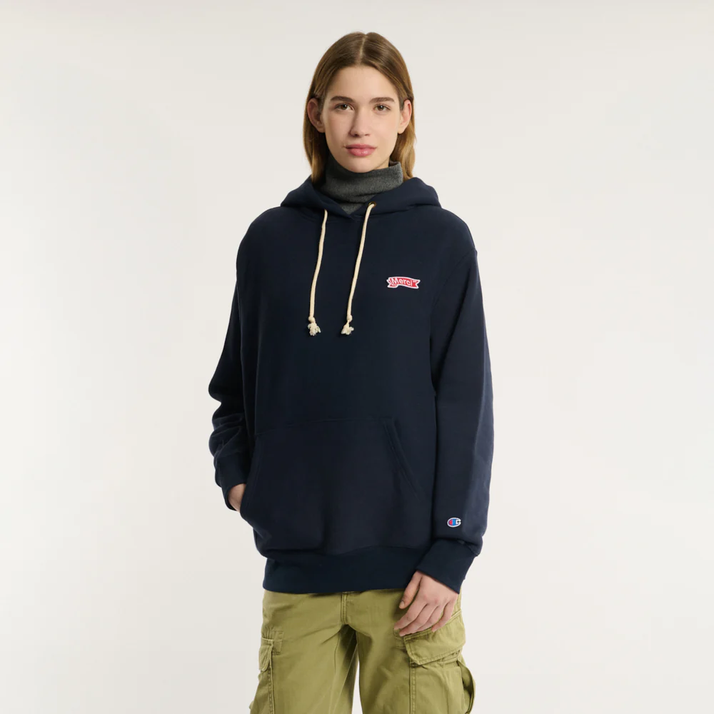 Merci x Champion - Sweat à Capuche Merci Patch - Navy - Image 4