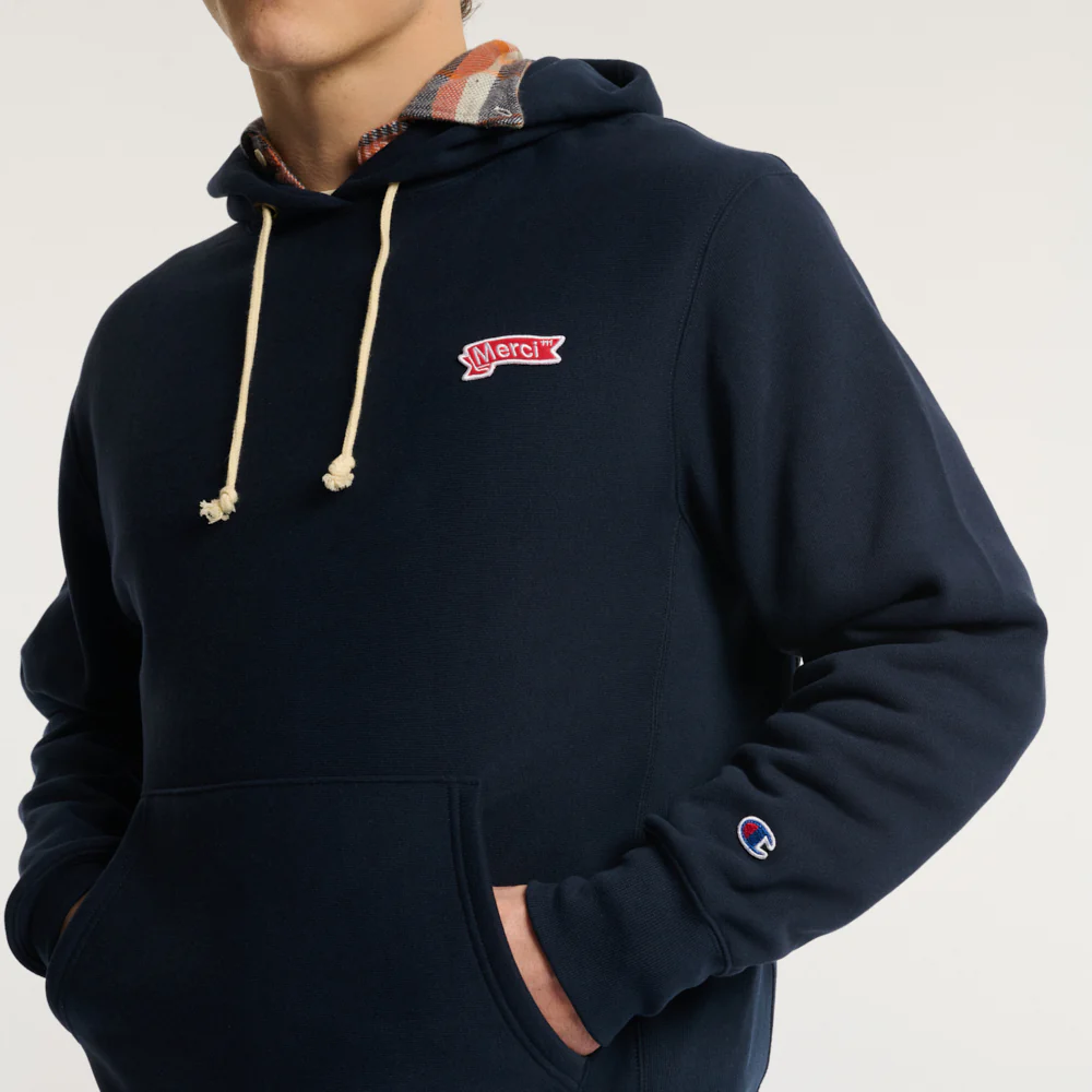 Merci x Champion - Sweat à Capuche Merci Patch - Navy - Image 6