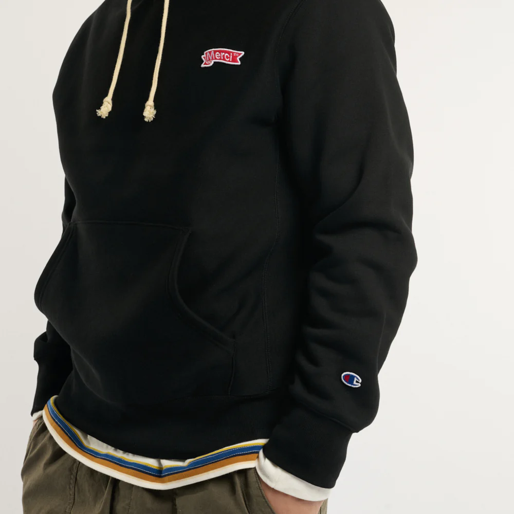 Merci x Champion - Sweat Ă Capuche Merci Patch - Noir - Image 7