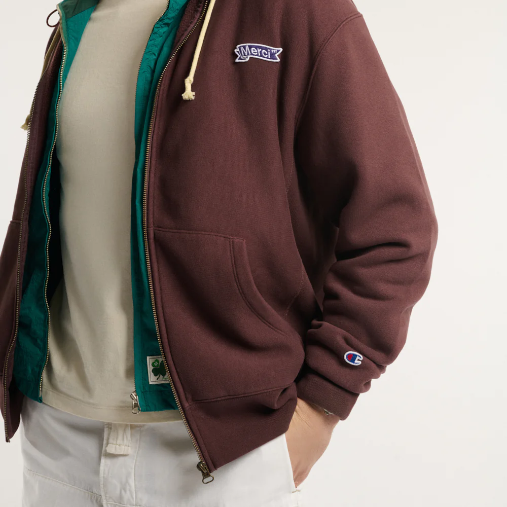 Merci x Champion - Sweat Full Zip Patch - Wine - Image 7