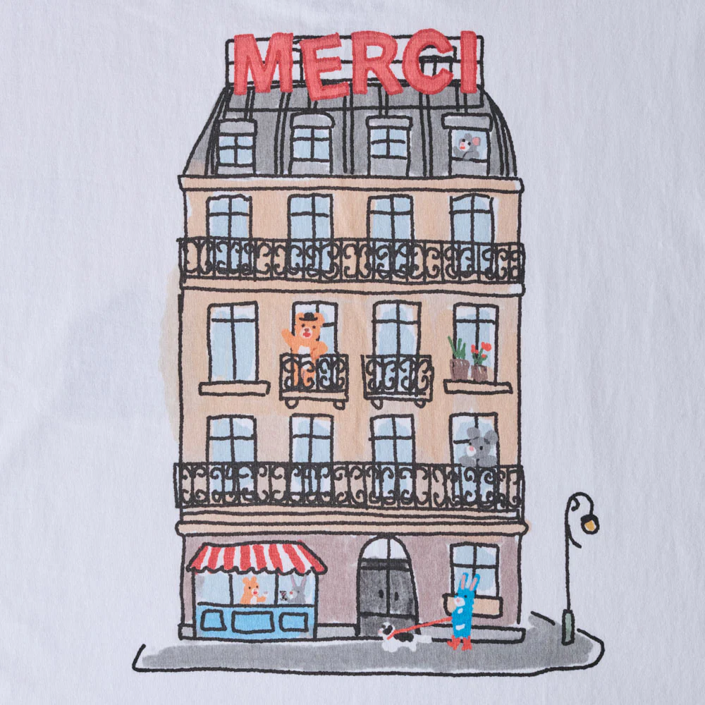 Merci x Shia McShia - T-Shirt Building - Blanc - Image 4