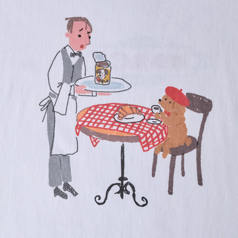 Merci x Shia McShia - T-Shirt Cafe Scene - Blanc - Image 4