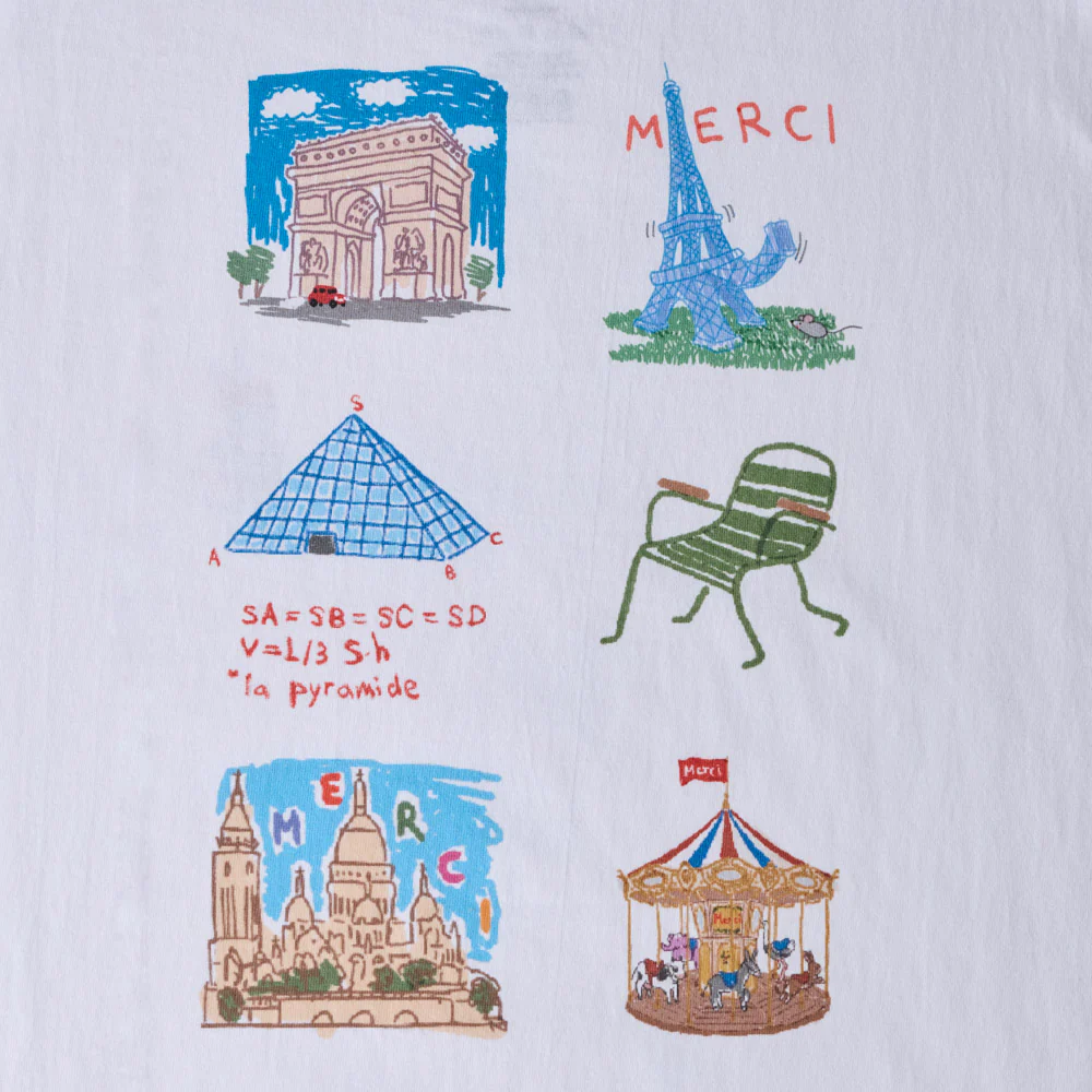 Merci x Shia McShia - T-Shirt Tourist Monument - Blanc - Image 4