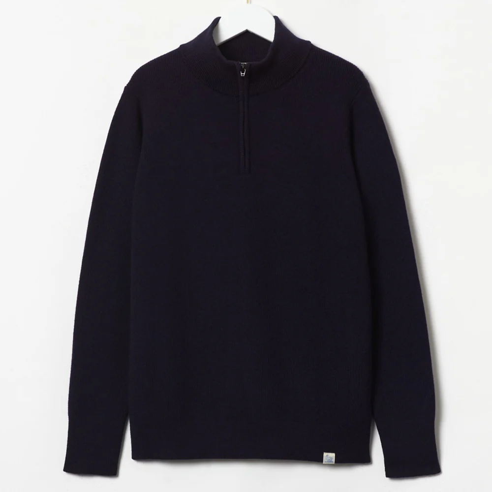 Merz b. Schwanen - Pullover Zip Merino - Marine