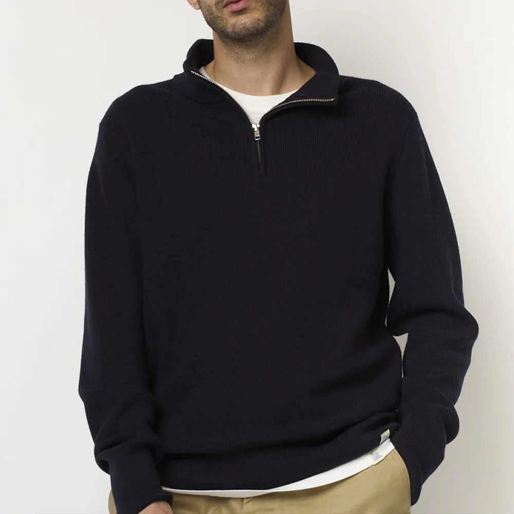 Merz b. Schwanen - Pullover Zip Merino - Marine - Image 2