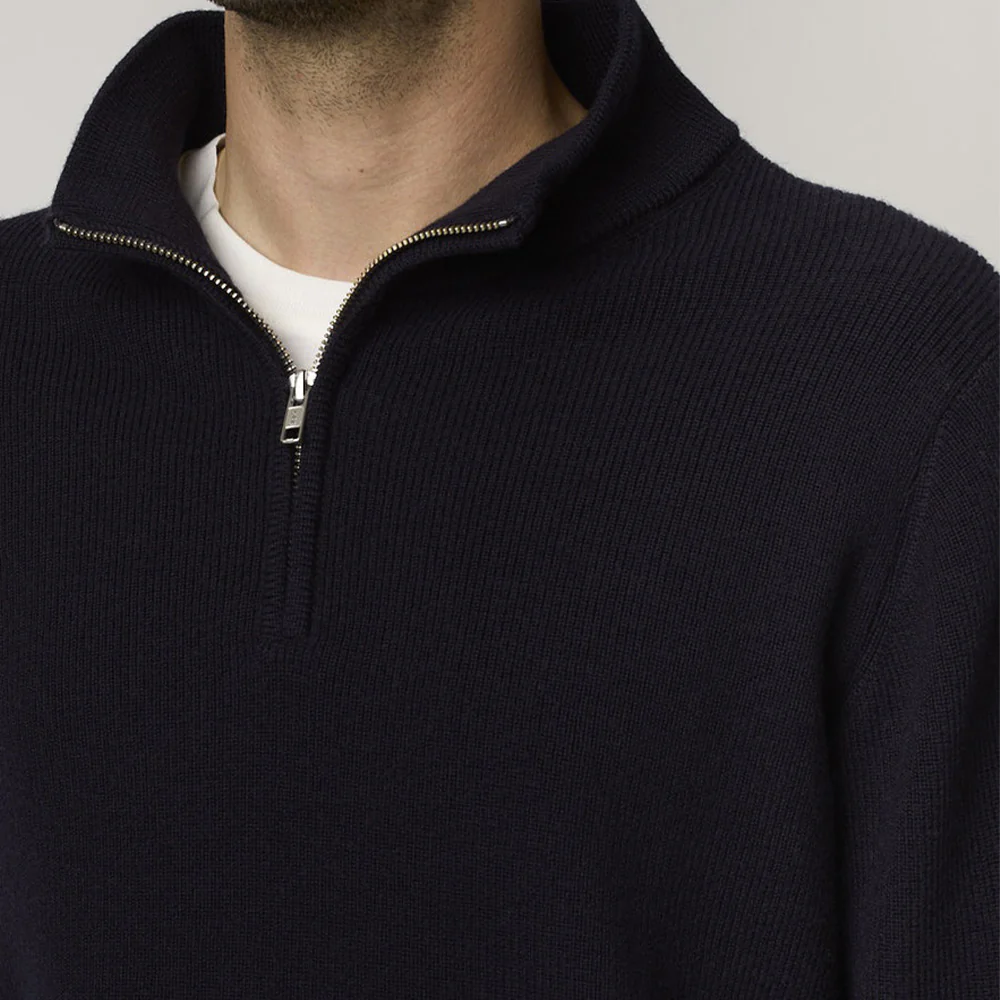Merz b. Schwanen - Pullover Zip Merino - Marine - Image 3