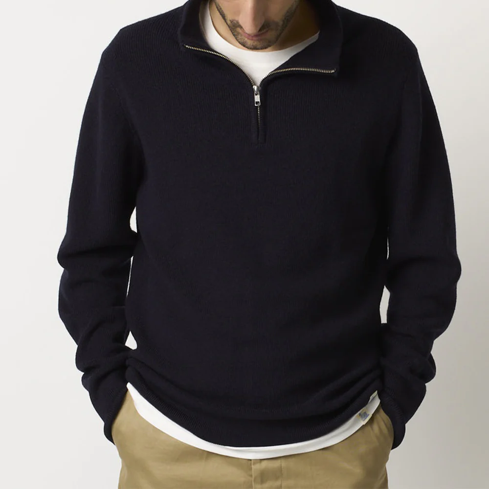 Merz b. Schwanen - Pullover Zip Merino - Marine - Image 4