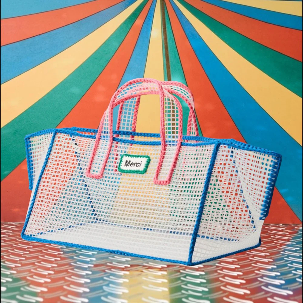 Mimi Salon x Merci - Sac Panier L - Bleu & Rose - Image 2