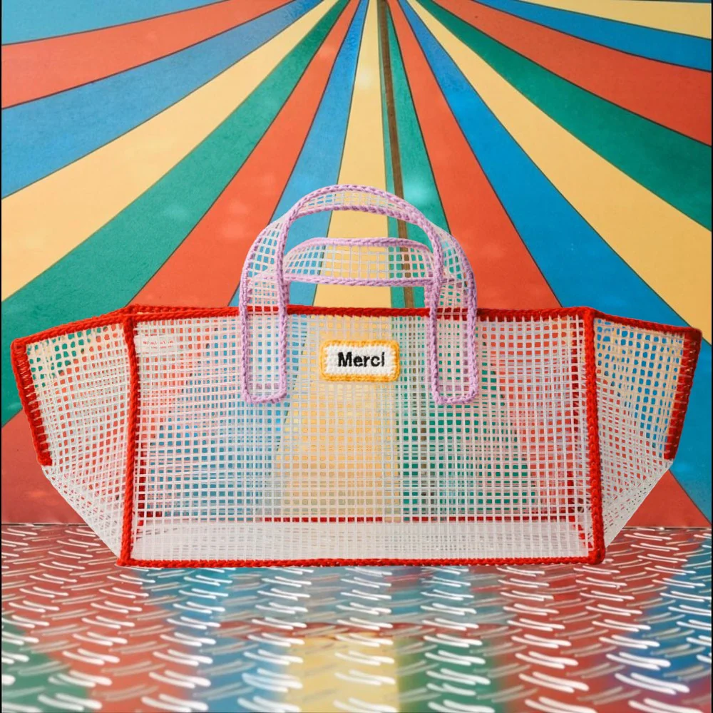 Mimi Salon x Merci - Sac Panier L - Rouge & Violet