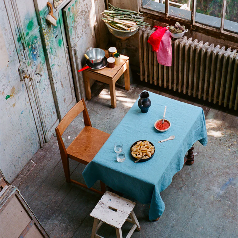 Nappe en lin lavé - Bleu Primaire - Image 5
