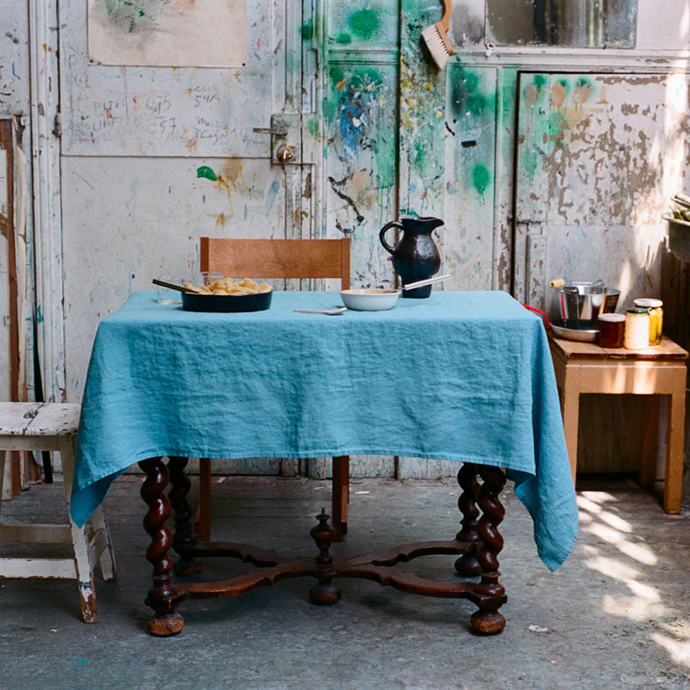 Nappe en lin lavé - Bleu Primaire - Image 6