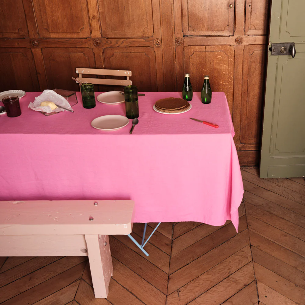 Nappe en lin lavé - Rose Garance - Image 5