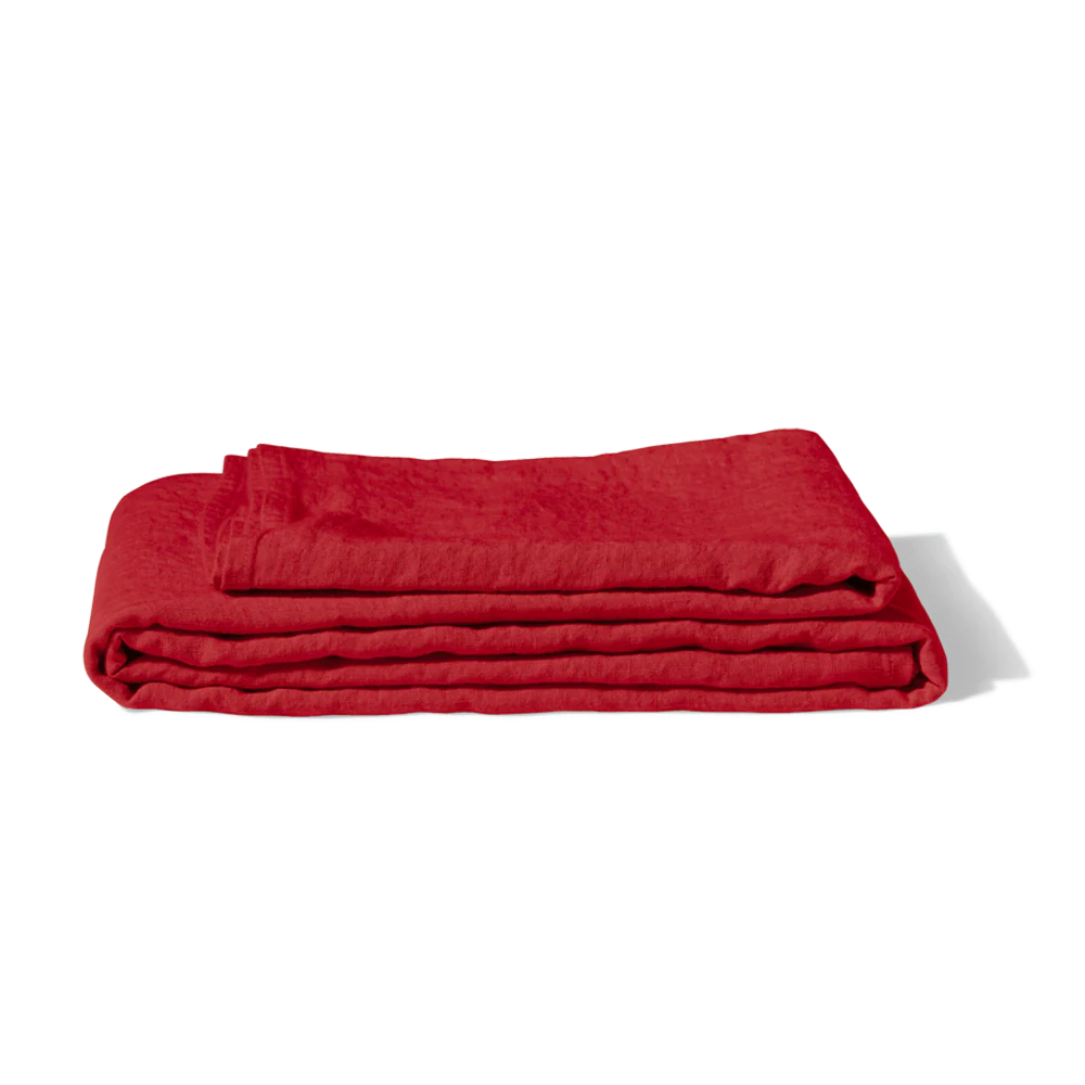 Nappe en lin lavé - Rouge Vermillon - Image 4