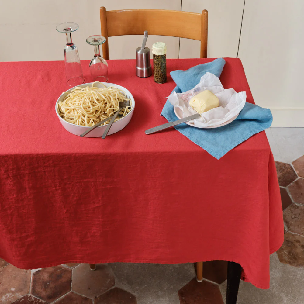 Nappe en lin lavé - Rouge Vermillon - Image 5