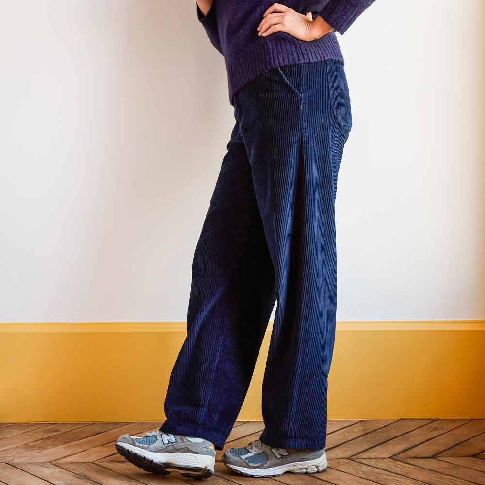 Merci - Pantalon en velours côtelé - Bleu Marine - Image 3
