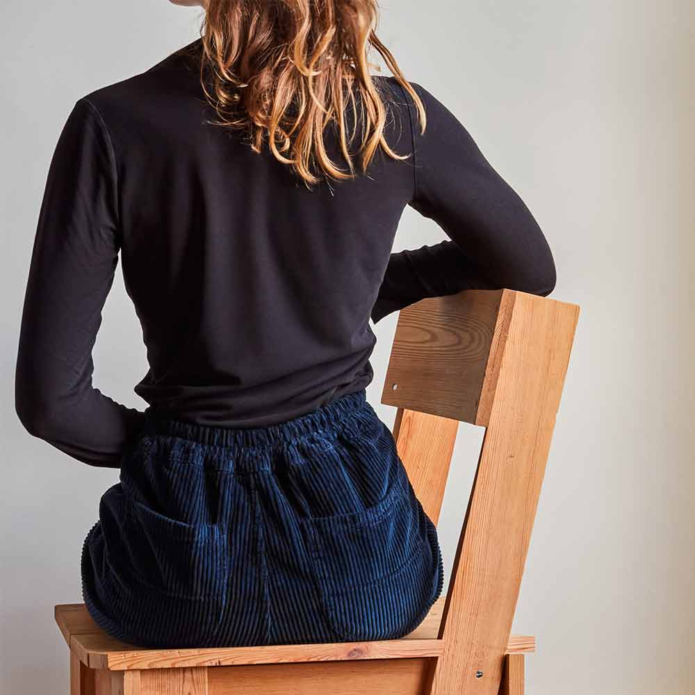Merci - Pantalon en velours côtelé - Bleu Marine - Image 4