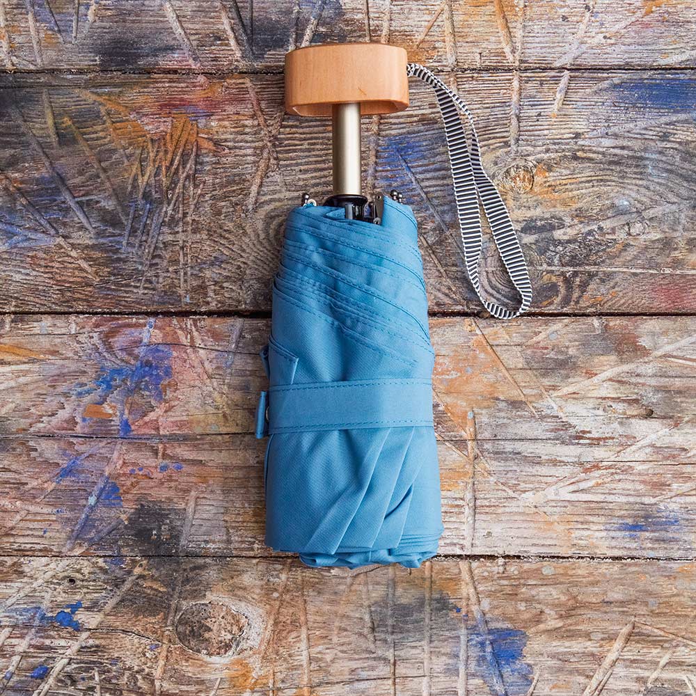 Petit parapluie bois - Bleu Gris - Image 3