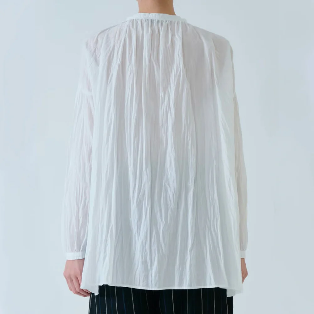 Pas de Calais - Blouse Soft Voile Crinkle Gather - Blanc - Image 2