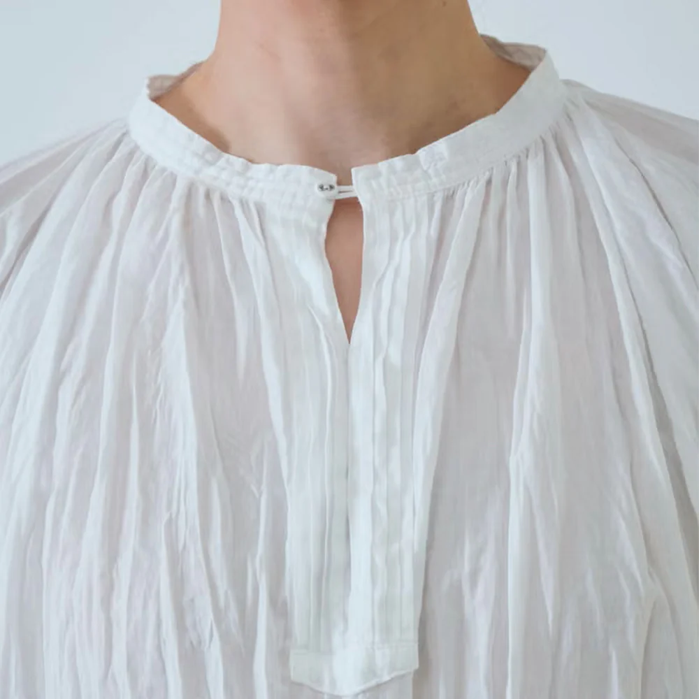 Pas de Calais - Blouse Soft Voile Crinkle Gather - Blanc - Image 3