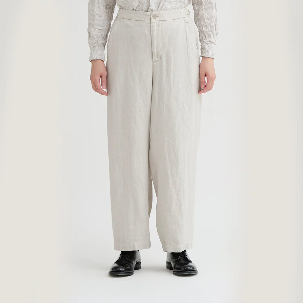 Pas de Calais - Pantalon large en sergé de lin - Gris clair