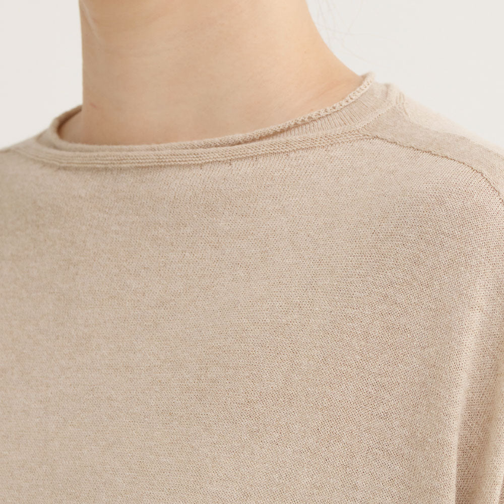 Pas de Calais - Pull carré en coton et lin - Beige - Image 4