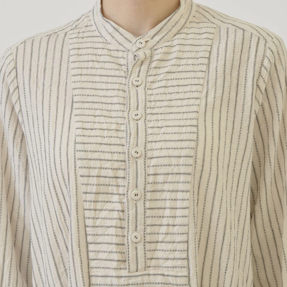 Pas de Calais - Robe Brossée Rayures - Ivoire - Image 2