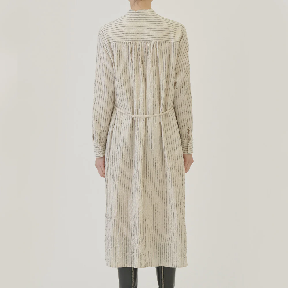 Pas de Calais - Robe Brossée Rayures - Ivoire - Image 3