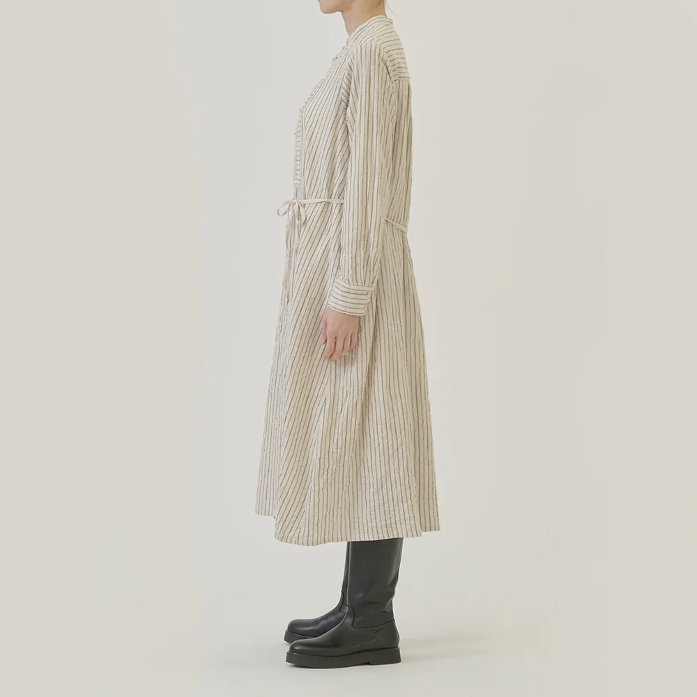 Pas de Calais - Robe Brossée Rayures - Ivoire - Image 4