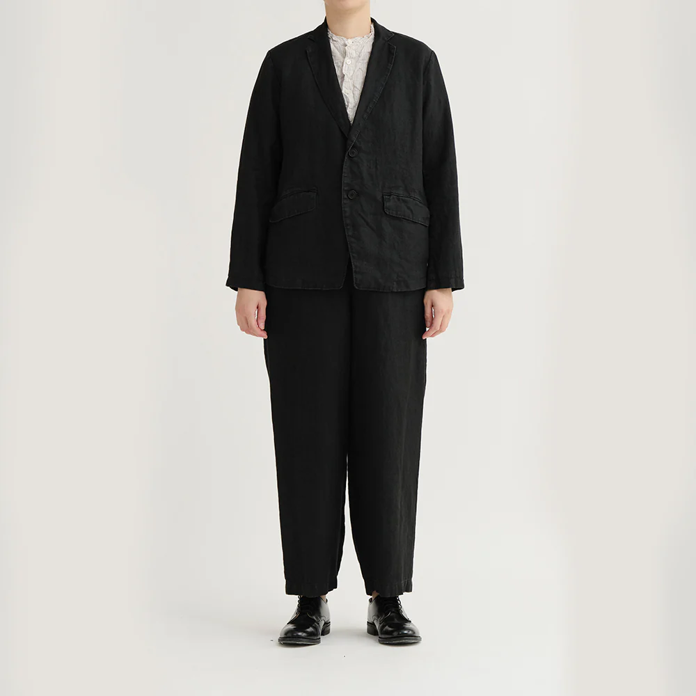 Pas de Calais - Veste tailleur en sergé de lin - Noir - Image 2