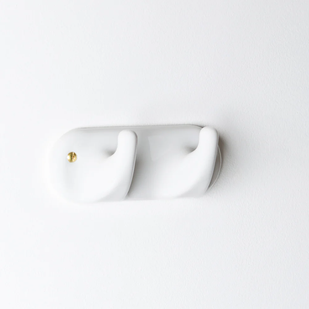 Patere 2 crochets en porcelaine - Blanc - Image 2