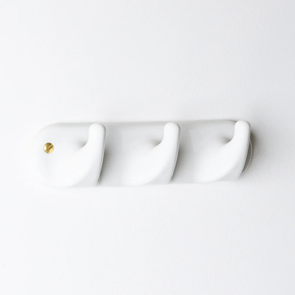 Patere 3 crochets en porcelaine - Blanc - Image 2