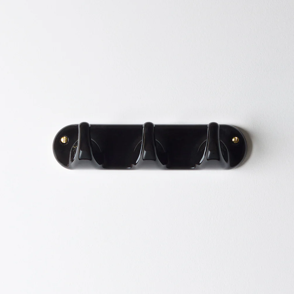 Patere 3 crochets en porcelaine - Noir