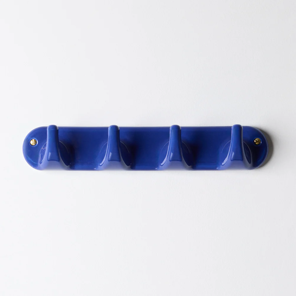 Patere 4 crochets en porcelaine - Bleu