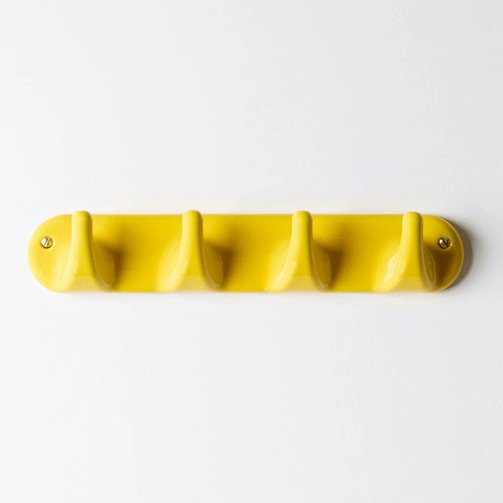 Patere 4 crochets en porcelaine - Jaune