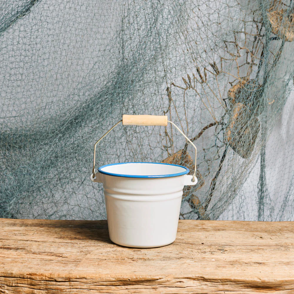 Petit Seau Email - Blanc Bleu - Image 2