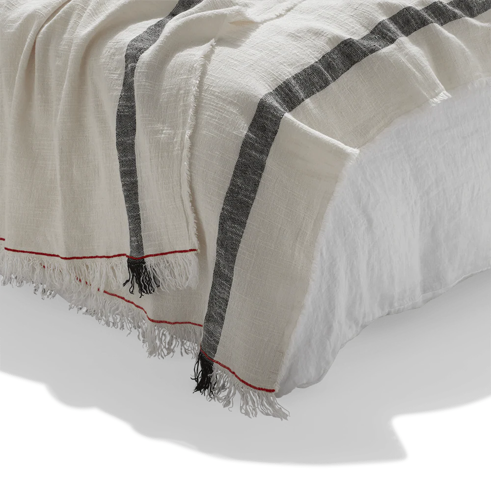 Plaid en lin lavé - Écru - Image 4