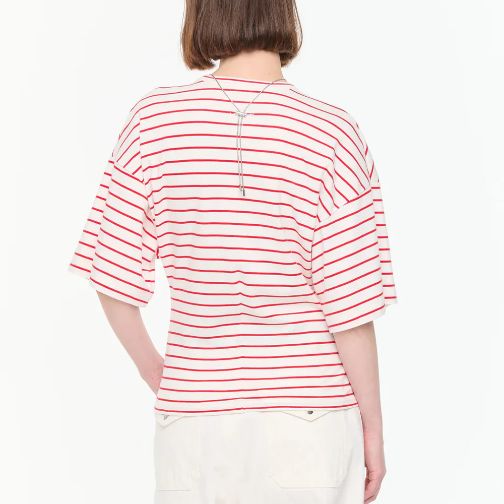 PLAN C - T-shirt Rayé - Blanc & Rouge - Image 4